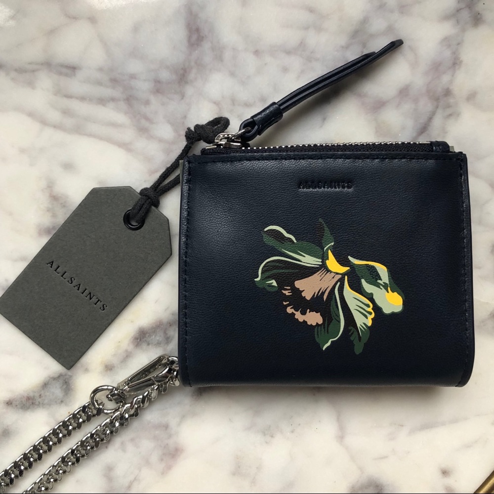 All Saints | Flora Navy Leather Wallet - Picture 2 of 8